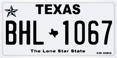 TX license plate BHL1067