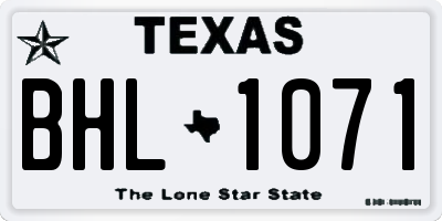 TX license plate BHL1071