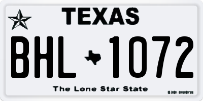 TX license plate BHL1072