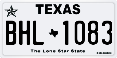 TX license plate BHL1083