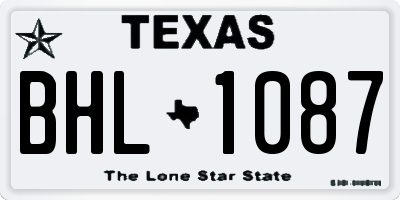 TX license plate BHL1087