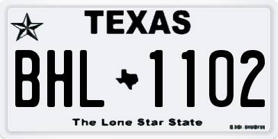 TX license plate BHL1102