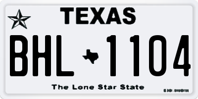 TX license plate BHL1104