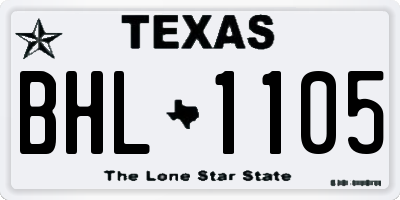 TX license plate BHL1105