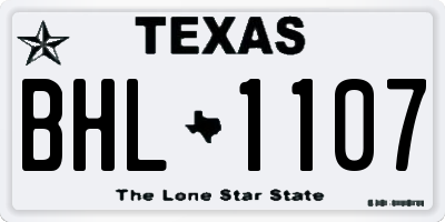 TX license plate BHL1107