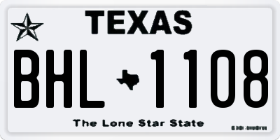 TX license plate BHL1108