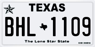 TX license plate BHL1109