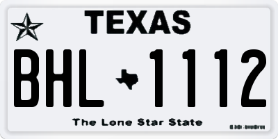 TX license plate BHL1112