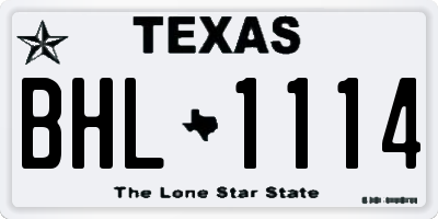 TX license plate BHL1114