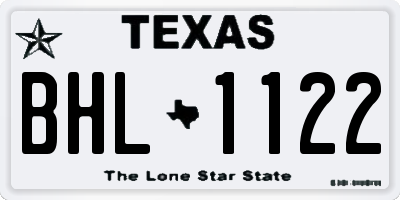 TX license plate BHL1122