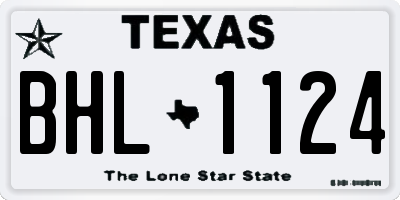 TX license plate BHL1124