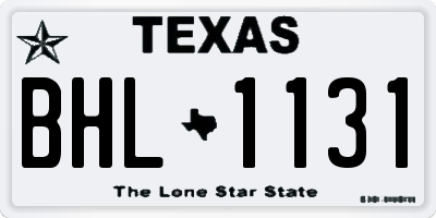 TX license plate BHL1131