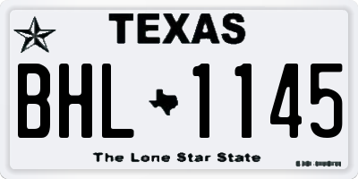 TX license plate BHL1145
