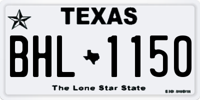 TX license plate BHL1150