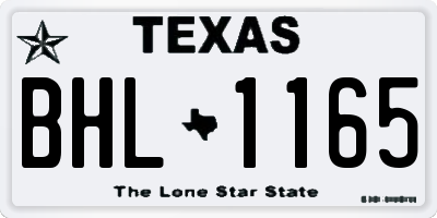 TX license plate BHL1165
