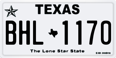 TX license plate BHL1170