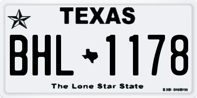 TX license plate BHL1178