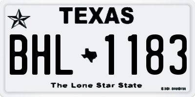 TX license plate BHL1183