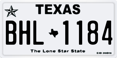 TX license plate BHL1184