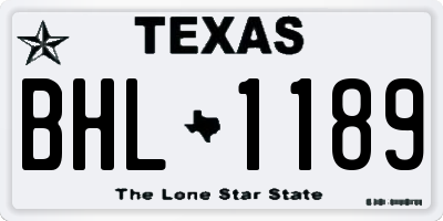 TX license plate BHL1189