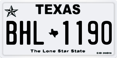 TX license plate BHL1190