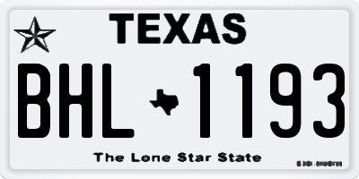 TX license plate BHL1193