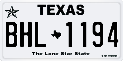 TX license plate BHL1194