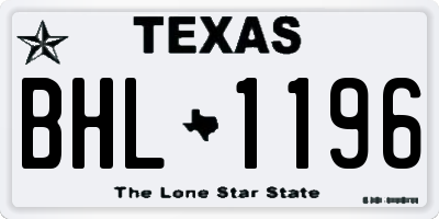 TX license plate BHL1196