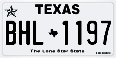 TX license plate BHL1197