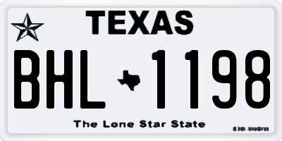 TX license plate BHL1198