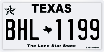 TX license plate BHL1199