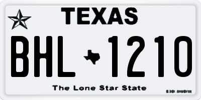 TX license plate BHL1210