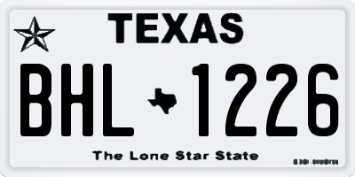 TX license plate BHL1226