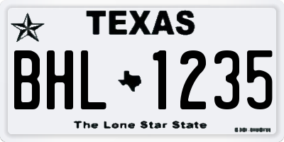 TX license plate BHL1235