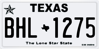 TX license plate BHL1275
