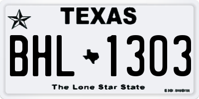 TX license plate BHL1303