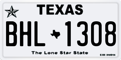 TX license plate BHL1308