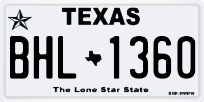 TX license plate BHL1360