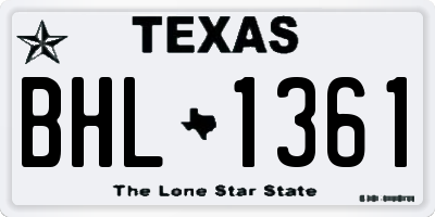 TX license plate BHL1361