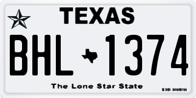 TX license plate BHL1374