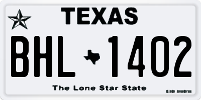 TX license plate BHL1402