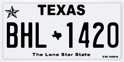 TX license plate BHL1420