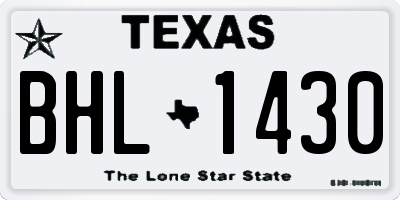 TX license plate BHL1430