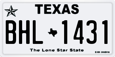 TX license plate BHL1431