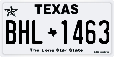 TX license plate BHL1463