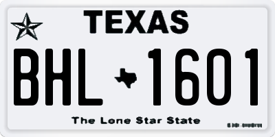 TX license plate BHL1601