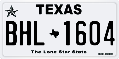 TX license plate BHL1604