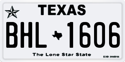 TX license plate BHL1606