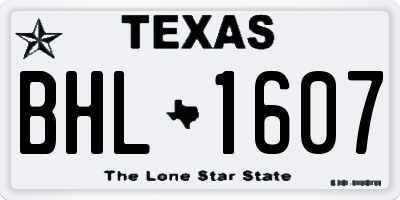 TX license plate BHL1607