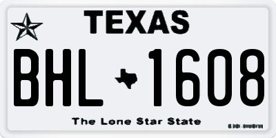 TX license plate BHL1608
